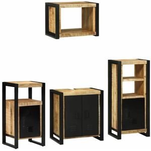 Bathroom Furniture Set 4 pcs Brown and Black Solid Mango Wood vidaXL Bathroom Furniture Set 4 pcs Brown and Black Solid Mango Wood vidaXL