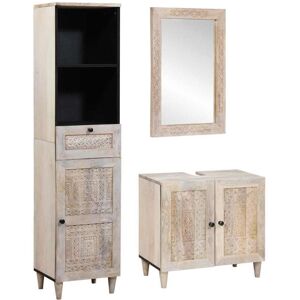 Bathroom Furniture Set with Drawer 3 pcs White Solid mango wood vidaXL Bathroom Furniture Set with Drawer 3 pcs White Solid mango wood vidaXL