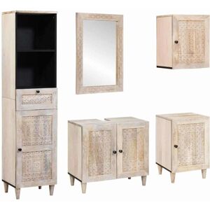 Bathroom Furniture Set with Drawer 5 pcs White Solid mango wood vidaXL Bathroom Furniture Set with Drawer 5 pcs White Solid mango wood vidaXL