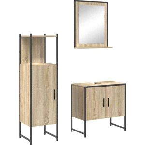 BONNEVIE Bathroom Furniture Set with Shelf 3 pcs Brown Engineered wood CFW563355 BONNEVIE Bathroom Furniture Set with Shelf 3 pcs Brown Engineered wood CFW563355