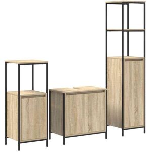 BONNEVIE Bathroom Furniture Set with Shelf 3 pcs Sonoma oak and Black CFW615709 BONNEVIE Bathroom Furniture Set with Shelf 3 pcs Sonoma oak and Black CFW615709