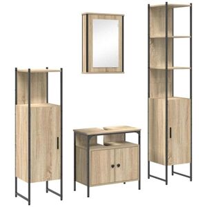 BONNEVIE Bathroom Furniture Set with Shelf Wall-mounted 4 pcs Sonoma oak CFW85288 BONNEVIE Bathroom Furniture Set with Shelf Wall-mounted 4 pcs Sonoma oak CFW85288
