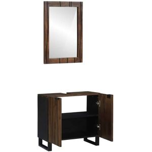 BONNEVIE Bathroom Furniture Set with Shelf with Door 2 pcs Walnut Brown CFW90331 BONNEVIE Bathroom Furniture Set with Shelf with Door 2 pcs Walnut Brown CFW90331