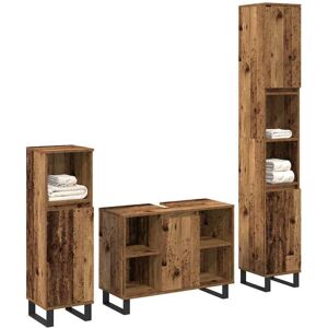 BONNEVIE Bathroom Furniture Set with Storage 3 pcs Brown Engineered wood CFW54595 BONNEVIE Bathroom Furniture Set with Storage 3 pcs Brown Engineered wood CFW54595