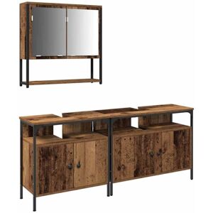 BONNEVIE Bathroom Furniture Set with Storage 3 pcs Brown Engineered wood CFW70931 BONNEVIE Bathroom Furniture Set with Storage 3 pcs Brown Engineered wood CFW70931