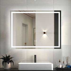 Biubiubath - Bluetooth Bathroom led Mirror with Shaver Socket 3 Lighting Modes 800x600mm Smart Bathroom Mirror with led Light Demister Biubiubath - Bluetooth Bathroom led Mirror with Shaver Socket 3 Lighting Modes 800x600mm Smart Bathroom Mirror with led Light Demister