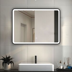 Acezanble - Bathroom led Mirrors with Black Framed, Bathroom Mirror with 3 Colors Lights, Dimmable & Demister, Brightness Memory Function / Wall Acezanble - Bathroom led Mirrors with Black Framed, Bathroom Mirror with 3 Colors Lights, Dimmable & Demister, Brightness Memory Function / Wall