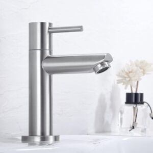 Tinor - Bathroom Mixer Tap, Single Lever Sink Faucet, Stainless Steel, Grey Tinor - Bathroom Mixer Tap, Single Lever Sink Faucet, Stainless Steel, Grey