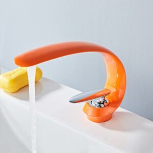 Gotrays - Bathroom Sink Faucets Brass Sink Mixer Tap Single Hole Vanity Crane Lavatory Art Sink Faucet, orange Gotrays - Bathroom Sink Faucets Brass Sink Mixer Tap Single Hole Vanity Crane Lavatory Art Sink Faucet, orange