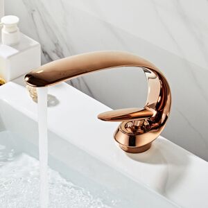 Gotrays - Bathroom Sink Faucets Brass Sink Mixer Tap Single Hole Vanity Crane Lavatory Art Sink Faucet, Rose Gold Gotrays - Bathroom Sink Faucets Brass Sink Mixer Tap Single Hole Vanity Crane Lavatory Art Sink Faucet, Rose Gold