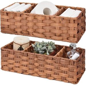 TLILY Bathroom Toilet Organizer,Back of Storage Basket,Waterproof Baskets for Tank 3 Section 2Pack Brown TLILY Bathroom Toilet Organizer,Back of Storage Basket,Waterproof Baskets for Tank 3 Section 2Pack Brown