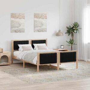 Bed frame Brown and black 140 x 190 cm Solid pine wood vidaXL Bed frame Brown and black 140 x 190 cm Solid pine wood vidaXL