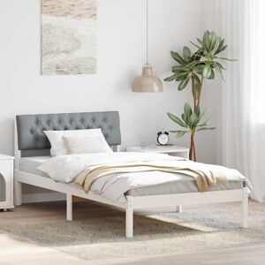 Bed frame White and light grey 100 x 200 cm Solid pine wood vidaXL Bed frame White and light grey 100 x 200 cm Solid pine wood vidaXL