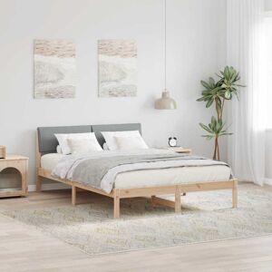 Bed frame Brown and light grey 140 x 190 cm Solid pine wood vidaXL Bed frame Brown and light grey 140 x 190 cm Solid pine wood vidaXL