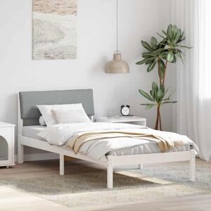 Bed frame White and light grey 100 x 200 cm Solid pine wood vidaXL Bed frame White and light grey 100 x 200 cm Solid pine wood vidaXL