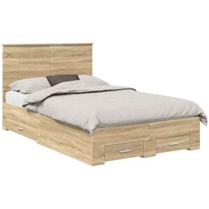Bed Frame with Drawer Sonoma Oak 120 x 200 cm Engineered Wood vidaXL Bed Frame with Drawer Sonoma Oak 120 x 200 cm Engineered Wood vidaXL