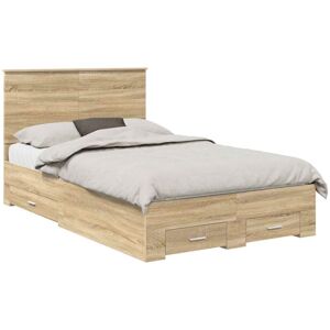Bed Frame with Drawer Sonoma Oak 135 x 190 cm Engineered Wood vidaXL Bed Frame with Drawer Sonoma Oak 135 x 190 cm Engineered Wood vidaXL
