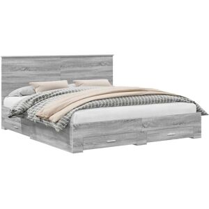 Bed Frame with Drawer Grey Sonoma 200 x 200 cm Engineered Wood vidaXL Bed Frame with Drawer Grey Sonoma 200 x 200 cm Engineered Wood vidaXL
