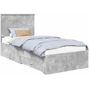Bed Frame with Drawer Concrete Grey 90 x 190 cm Engineered Wood vidaXL Bed Frame with Drawer Concrete Grey 90 x 190 cm Engineered Wood vidaXL