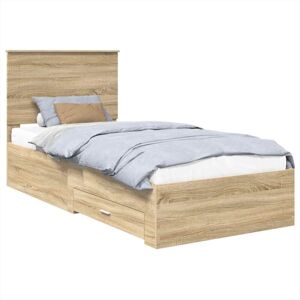 Bed Frame with Headboard Sonoma Oak 90 x 190 cm Engineered Wood vidaXL Bed Frame with Headboard Sonoma Oak 90 x 190 cm Engineered Wood vidaXL