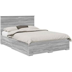 Bed Frame with Drawer Grey Sonoma 150 x 200 cm Engineered Wood vidaXL Bed Frame with Drawer Grey Sonoma 150 x 200 cm Engineered Wood vidaXL