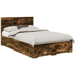 Bed Frame with Drawer Smoked Oak 120 x 200 cm Engineered Wood vidaXL Bed Frame with Drawer Smoked Oak 120 x 200 cm Engineered Wood vidaXL