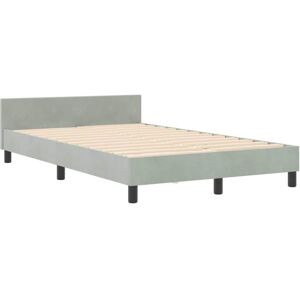 Bed Frame with Headboard Light grey 120 x 190 cm Velvet Vidaxl Bed Frame with Headboard Light grey 120 x 190 cm Velvet Vidaxl