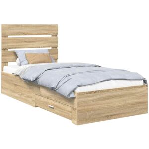 Bed Frame with Drawer Sonoma Oak 90 x 190 cm Engineered Wood vidaXL Bed Frame with Drawer Sonoma Oak 90 x 190 cm Engineered Wood vidaXL