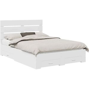 Bed Frame with Drawer White 140 x 200 cm Engineered Wood vidaXL Bed Frame with Drawer White 140 x 200 cm Engineered Wood vidaXL