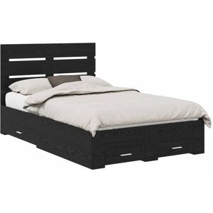 Bed Frame with Drawer Black Oak 135 x 190 cm Engineered Wood vidaXL Bed Frame with Drawer Black Oak 135 x 190 cm Engineered Wood vidaXL