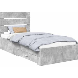 Bed Frame with Drawer Concrete Grey 90 x 190 cm Engineered Wood vidaXL Bed Frame with Drawer Concrete Grey 90 x 190 cm Engineered Wood vidaXL