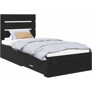 Bed Frame with Drawer Black Oak 100 x 200 cm Engineered Wood vidaXL Bed Frame with Drawer Black Oak 100 x 200 cm Engineered Wood vidaXL