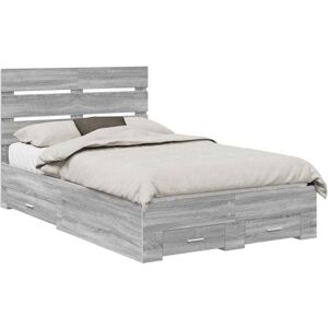 Bed Frame with Drawer Grey Sonoma 120 x 190 cm Engineered Wood vidaXL Bed Frame with Drawer Grey Sonoma 120 x 190 cm Engineered Wood vidaXL