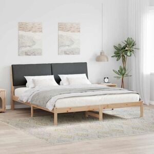 Bed frame Brown and dark grey 200 x 200 cm Solid pine wood vidaXL Bed frame Brown and dark grey 200 x 200 cm Solid pine wood vidaXL