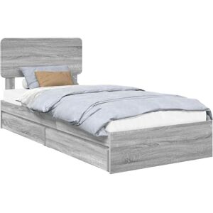 Storage Bed with Drawer Grey Sonoma 90 x 190 cm Engineered Wood vidaXL Storage Bed with Drawer Grey Sonoma 90 x 190 cm Engineered Wood vidaXL