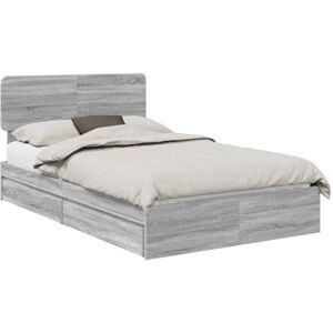 Storage Bed Grey Sonoma 135 x 190 cm Engineered Wood vidaXL Storage Bed Grey Sonoma 135 x 190 cm Engineered Wood vidaXL