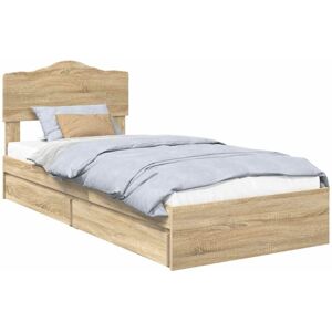Storage Bed with Drawer Sonoma Oak 90 x 190 cm Engineered Wood vidaXL Storage Bed with Drawer Sonoma Oak 90 x 190 cm Engineered Wood vidaXL