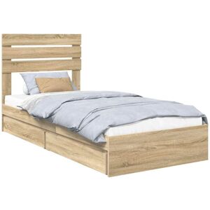 Storage Bed with Drawer Sonoma Oak 75 x 190 cm Engineered Wood vidaXL Storage Bed with Drawer Sonoma Oak 75 x 190 cm Engineered Wood vidaXL
