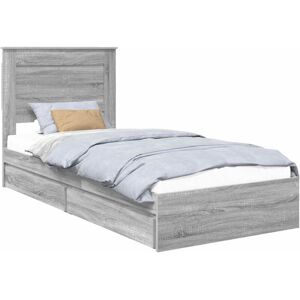 Storage Bed with Drawer Grey Sonoma 90 x 190 cm Engineered Wood vidaXL Storage Bed with Drawer Grey Sonoma 90 x 190 cm Engineered Wood vidaXL