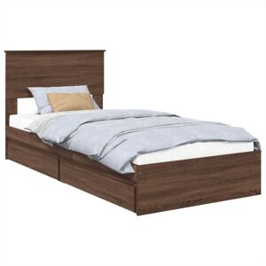 Storage Bed with Drawer Brown Oak 75 x 190 cm Engineered Wood vidaXL Storage Bed with Drawer Brown Oak 75 x 190 cm Engineered Wood vidaXL