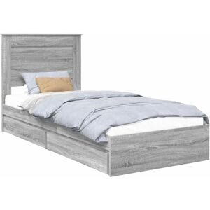 Storage Bed with Drawer Grey Sonoma 75 x 190 cm Engineered Wood vidaXL Storage Bed with Drawer Grey Sonoma 75 x 190 cm Engineered Wood vidaXL