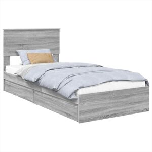 Storage Bed with Drawer Grey Sonoma 75 x 190 cm Engineered Wood vidaXL Storage Bed with Drawer Grey Sonoma 75 x 190 cm Engineered Wood vidaXL