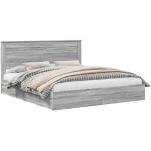 Storage Bed Grey Sonoma 200 x 200 cm Engineered Wood vidaXL Storage Bed Grey Sonoma 200 x 200 cm Engineered Wood vidaXL