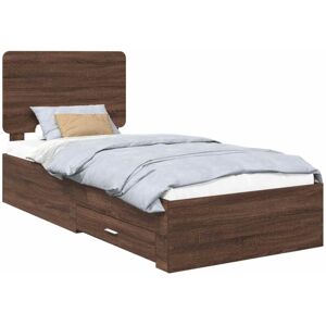 Bed Frame with Headboard Brown Oak 90 x 190 cm Engineered Wood vidaXL Bed Frame with Headboard Brown Oak 90 x 190 cm Engineered Wood vidaXL