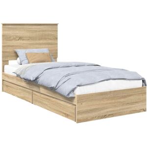 Storage Bed with Drawer Sonoma Oak 90 x 190 cm Engineered Wood vidaXL Storage Bed with Drawer Sonoma Oak 90 x 190 cm Engineered Wood vidaXL