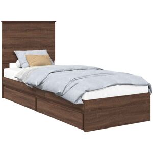 Storage Bed with Drawer Brown Oak 75 x 190 cm Engineered Wood vidaXL Storage Bed with Drawer Brown Oak 75 x 190 cm Engineered Wood vidaXL