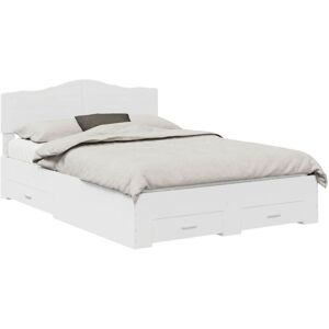 Bed Frame with Headboard White 140 x 190 cm Engineered Wood vidaXL Bed Frame with Headboard White 140 x 190 cm Engineered Wood vidaXL