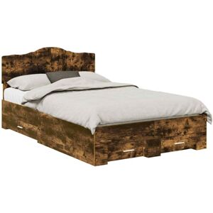 Bed Frame with Drawer Smoked Oak 120 x 190 cm Engineered Wood vidaXL Bed Frame with Drawer Smoked Oak 120 x 190 cm Engineered Wood vidaXL