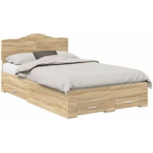 Bed Frame with Drawer Sonoma Oak 135 x 190 cm Engineered Wood vidaXL Bed Frame with Drawer Sonoma Oak 135 x 190 cm Engineered Wood vidaXL