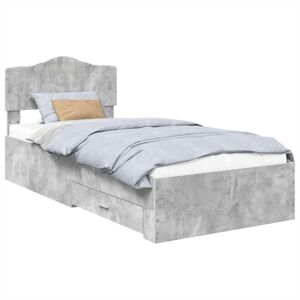 Bed Frame with Drawer Concrete Grey 90 x 190 cm Engineered Wood vidaXL Bed Frame with Drawer Concrete Grey 90 x 190 cm Engineered Wood vidaXL